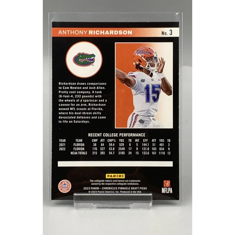 2023 Panini Chronicles‎ Pinnacle Draft Picks Anthony Richardson RC Colts